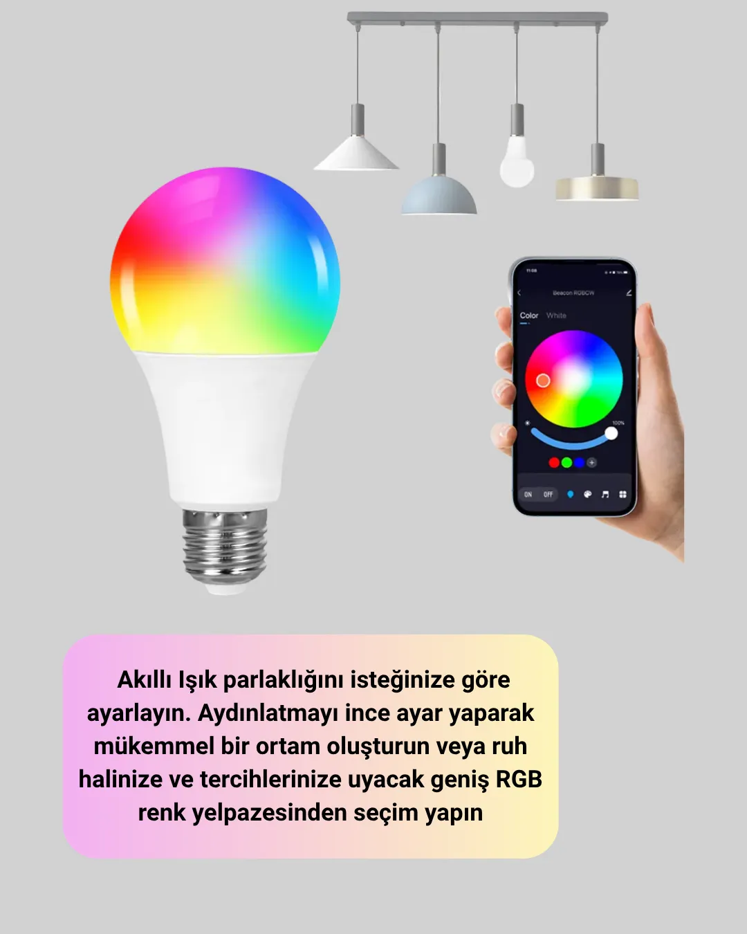 Uzaktan Kumandalı Akıllı LED Ampul, Enerji Tasarruflu