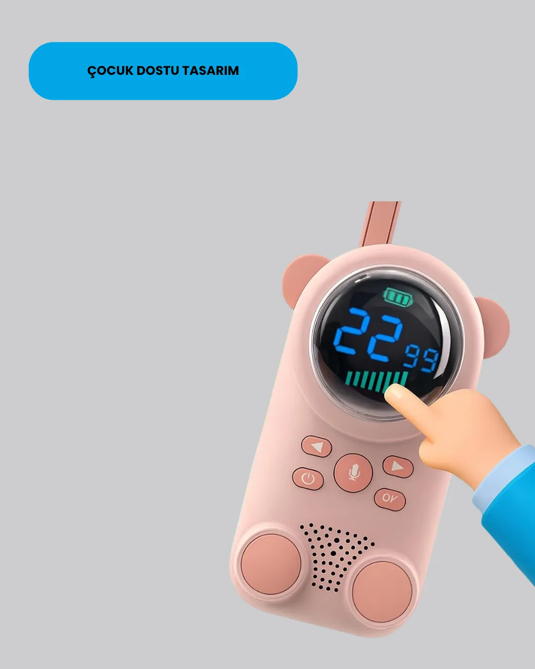 LCD Ekranlı Çocuk Telsizi – İki Yönlü Ses, 1-3 km Çekim Mesafesi