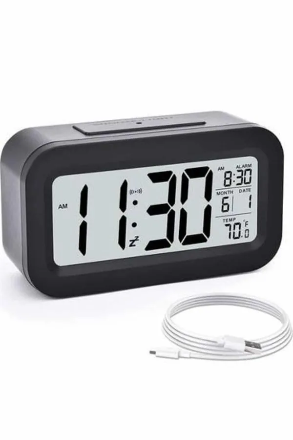 Dijital Masa Saati Takvim Çalar Saat Alarmlı Işıklı Led Ekran Pilli