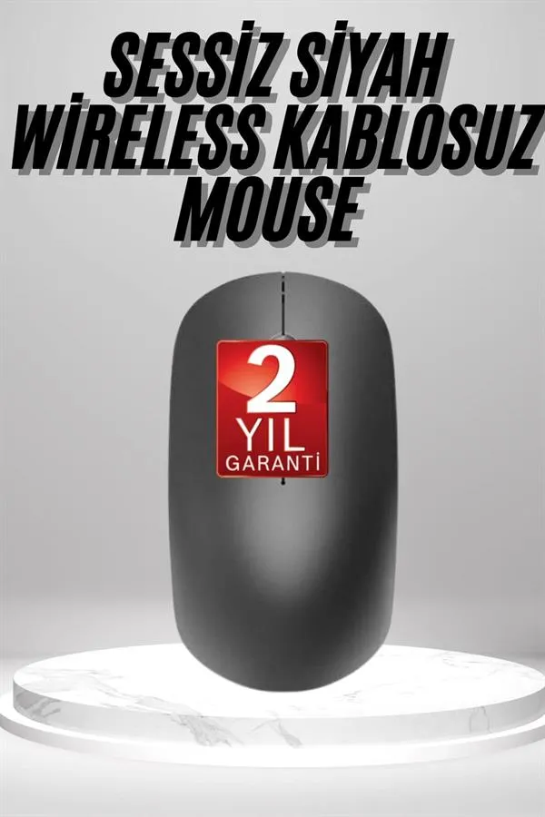Siyah Kablosuz Mouse Wireless Mouse Minimal Tasarım