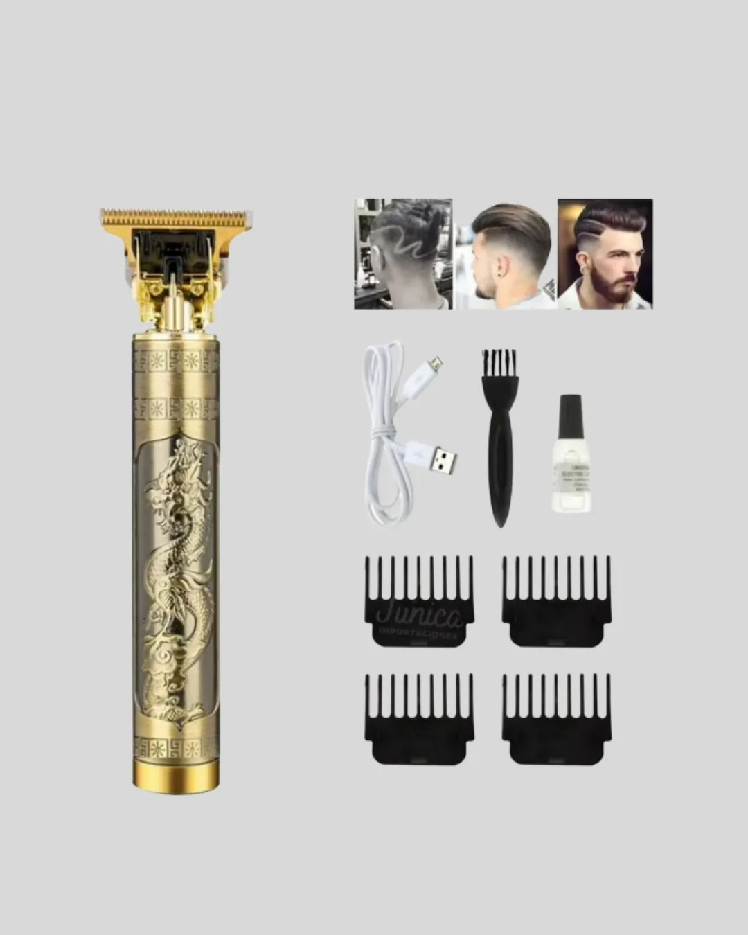 Şarjlı T Bıçaklı Saç ve Sakal Tıraş Makinesi – 3 Başlıklı, Güçlü Motorlu, 2 Saat Kullanım