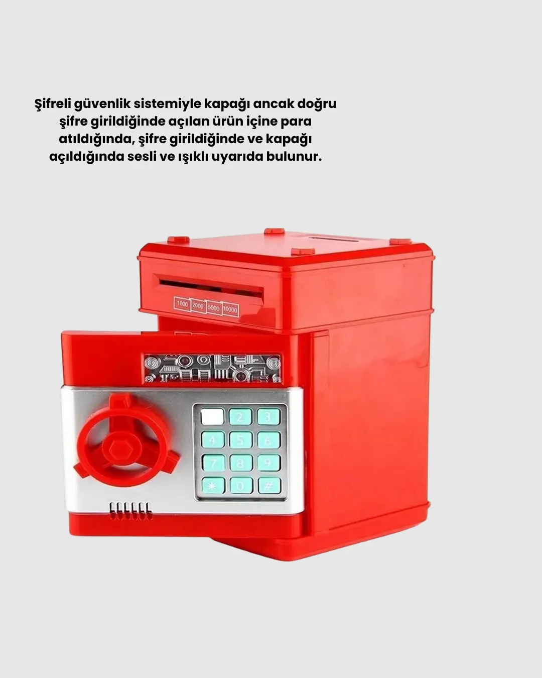 Kırmızı Şifreli ATM Kasa Para Yutan Kumbara