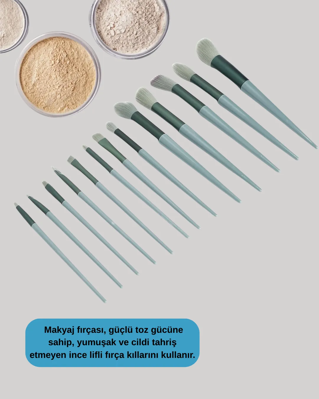 Taşınabilir Ergonomik Yapılı 13 Adet Fiber Kıllı Yüz ve Göz Makyaj Fırçası Seti