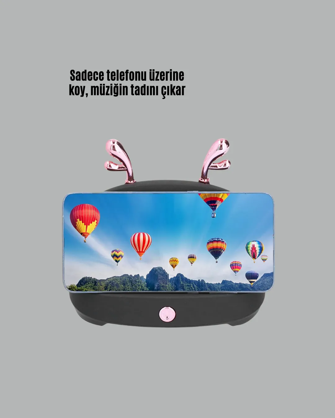 Kablosuz İndüksiyonlu Telefon Tutucu ve Stereo Hoparlör – Şık ve Fonksiyonel Tasarım