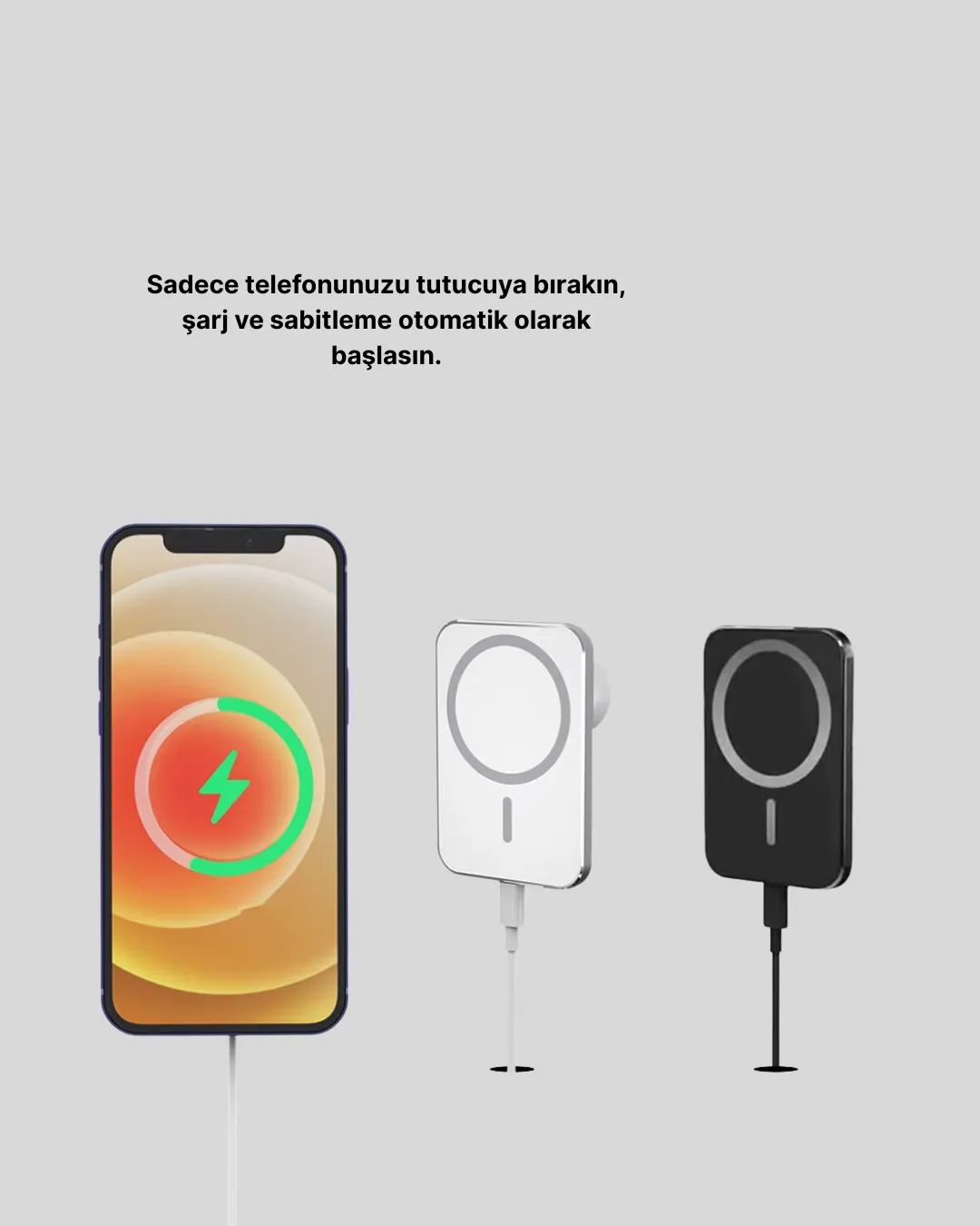 iPhone Serileri ile Uyumlu MagSafe Manyetik Araç Telefon Tutucu ve Şarj Cihazı
