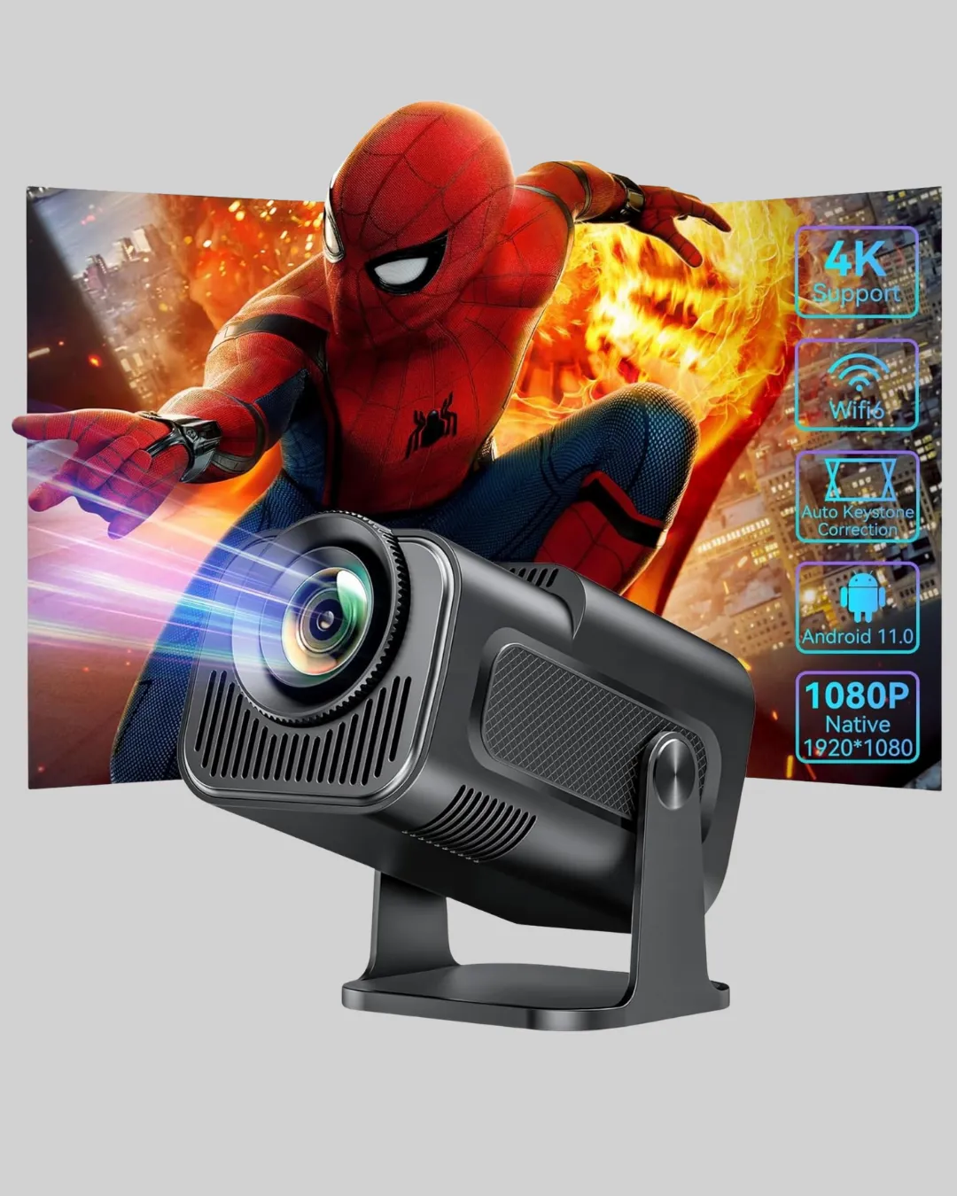 HDMI USB Girişli Akıllı Projeksiyon Cihazı Taşınabilir Düşük Tüketimli