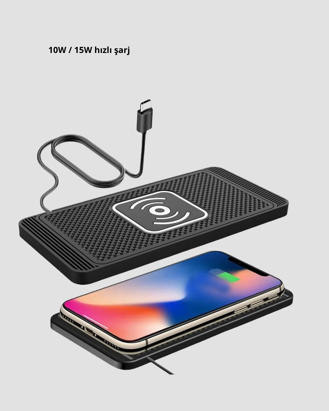 Manyetik Şarj Pedi 7.5W 10W 15W Hızlı Şarj Kaymaz Tabanlı
