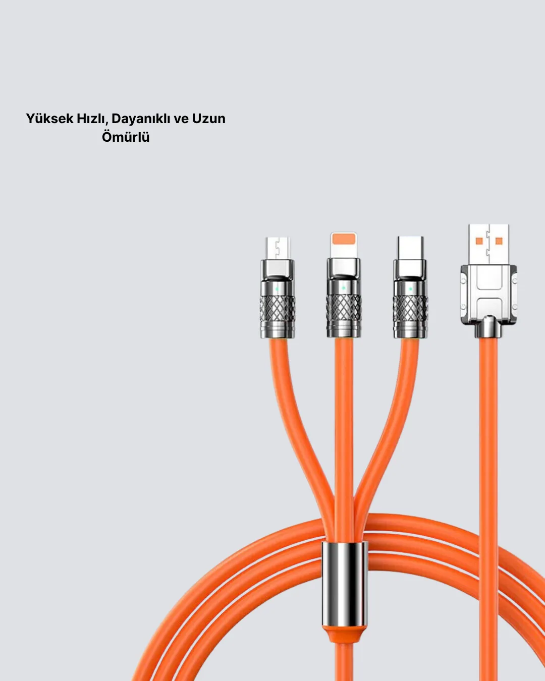 ÜÇLÜ Şarj Kablosu – Yüksek Hızlı, Dayanıklı ve Uzun Ömürlü