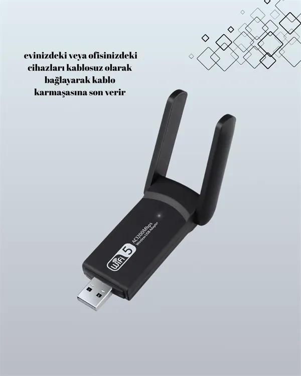 Tak-Çalıştır Özellikli Çift Bant WiFi Adaptör – 1200 Mbps
