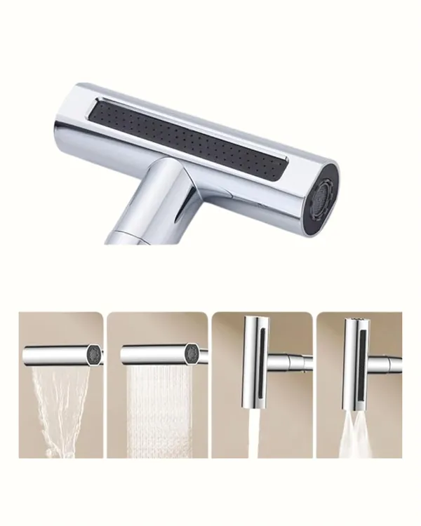 Çok Fonksiyonlu Musluk Başlığı | 4 Su Modu | Geniş Uyumlu Adaptör Seti | Mutfak ve Banyo Uyumlu