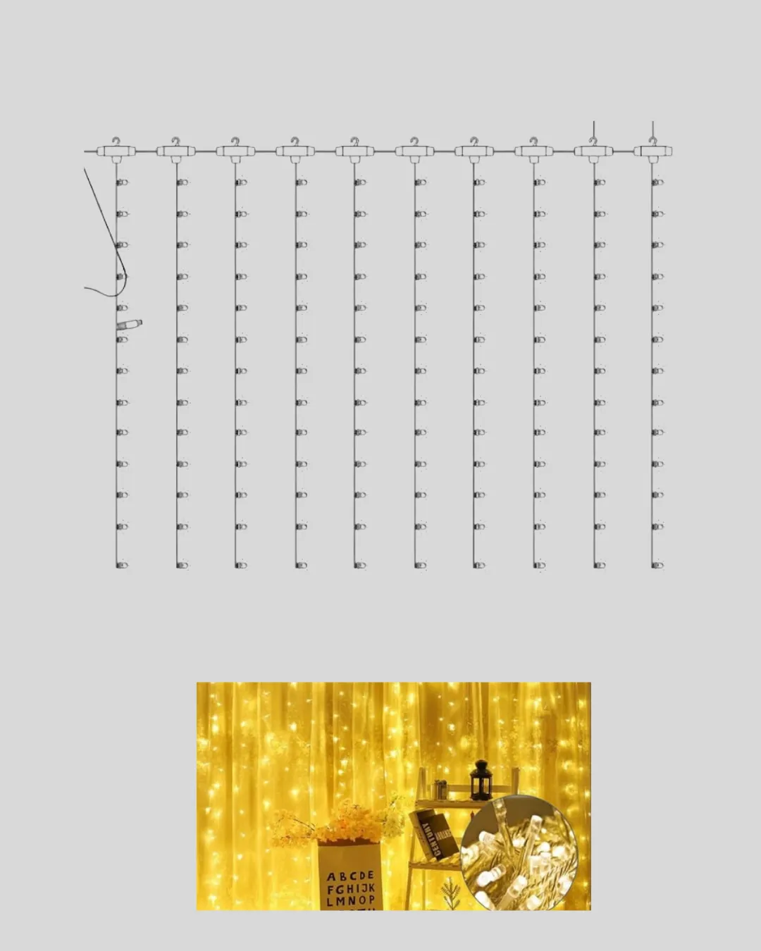 8 Fonksiyonlu Uzaktan Kumandalı Günışığı Perde Peri Led Dekoratif Işık