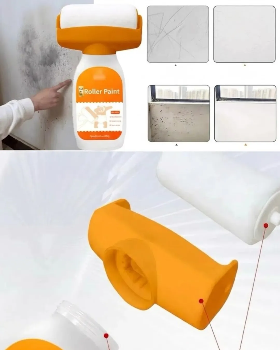 Hazneli Duvar Yama Fırçası Hızlı Kuruyan Rötuş Boya Silindiri