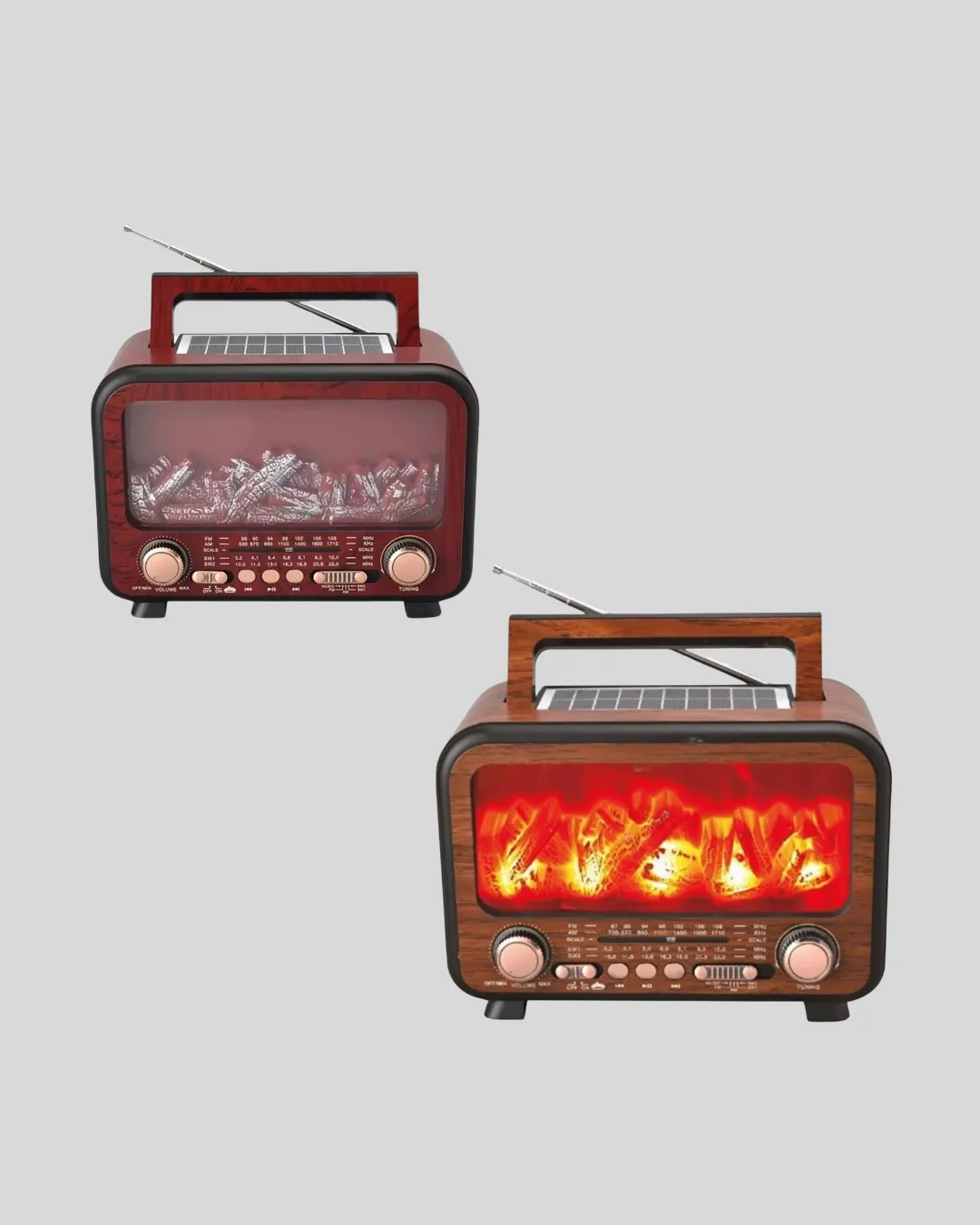 Solar Şarjlı Şömine Alev Efektli Bluetooth Hoparlör 7W Taşınabilir Ses Sistemi