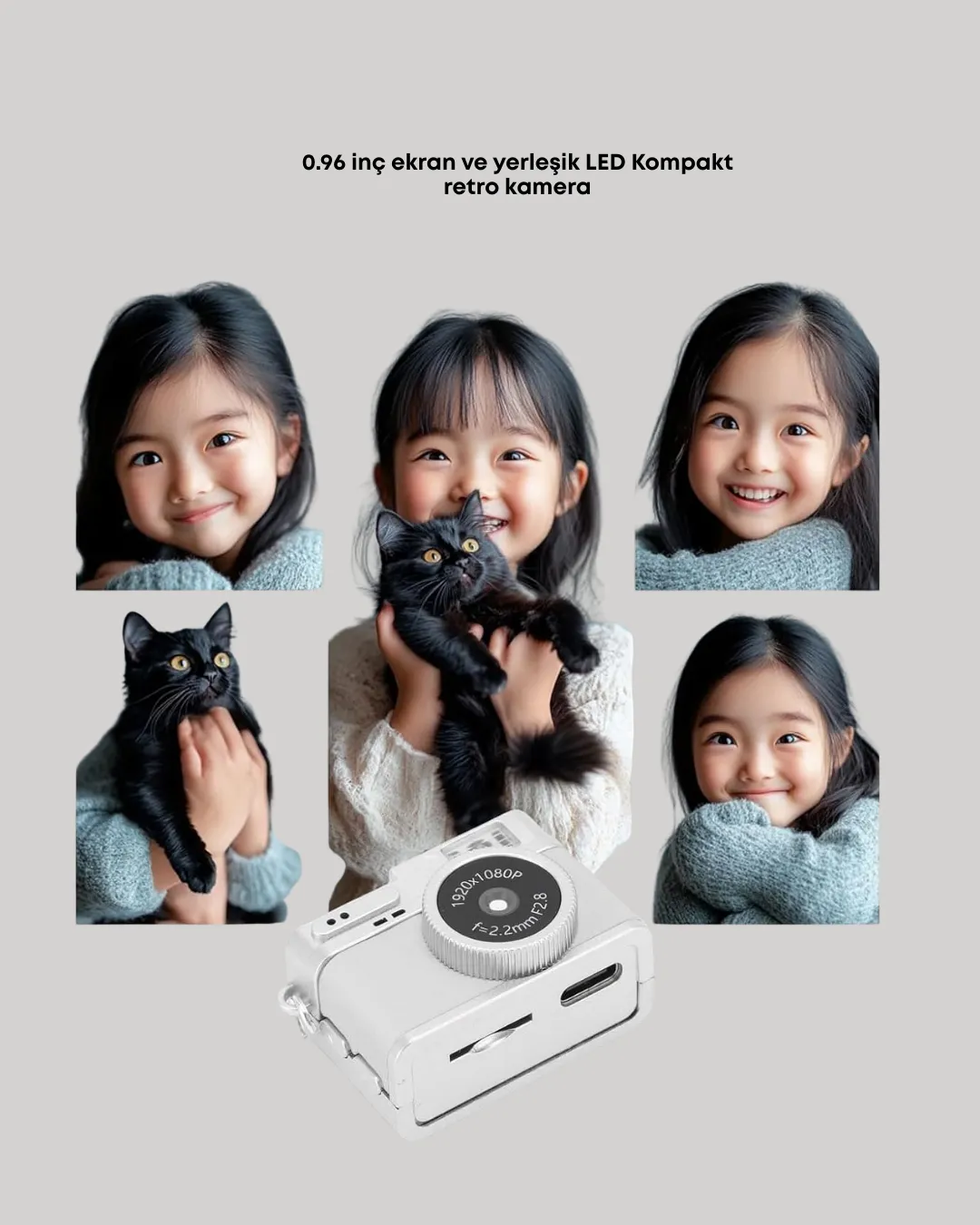 Kompakt Mini Kamera Retro Tasarım 128GB Hafıza 1080P Video