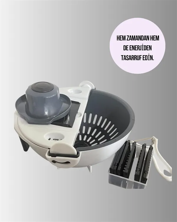 Süzgeçli Çok Fonksiyonlu Döner Rende ve Doğrayıcı