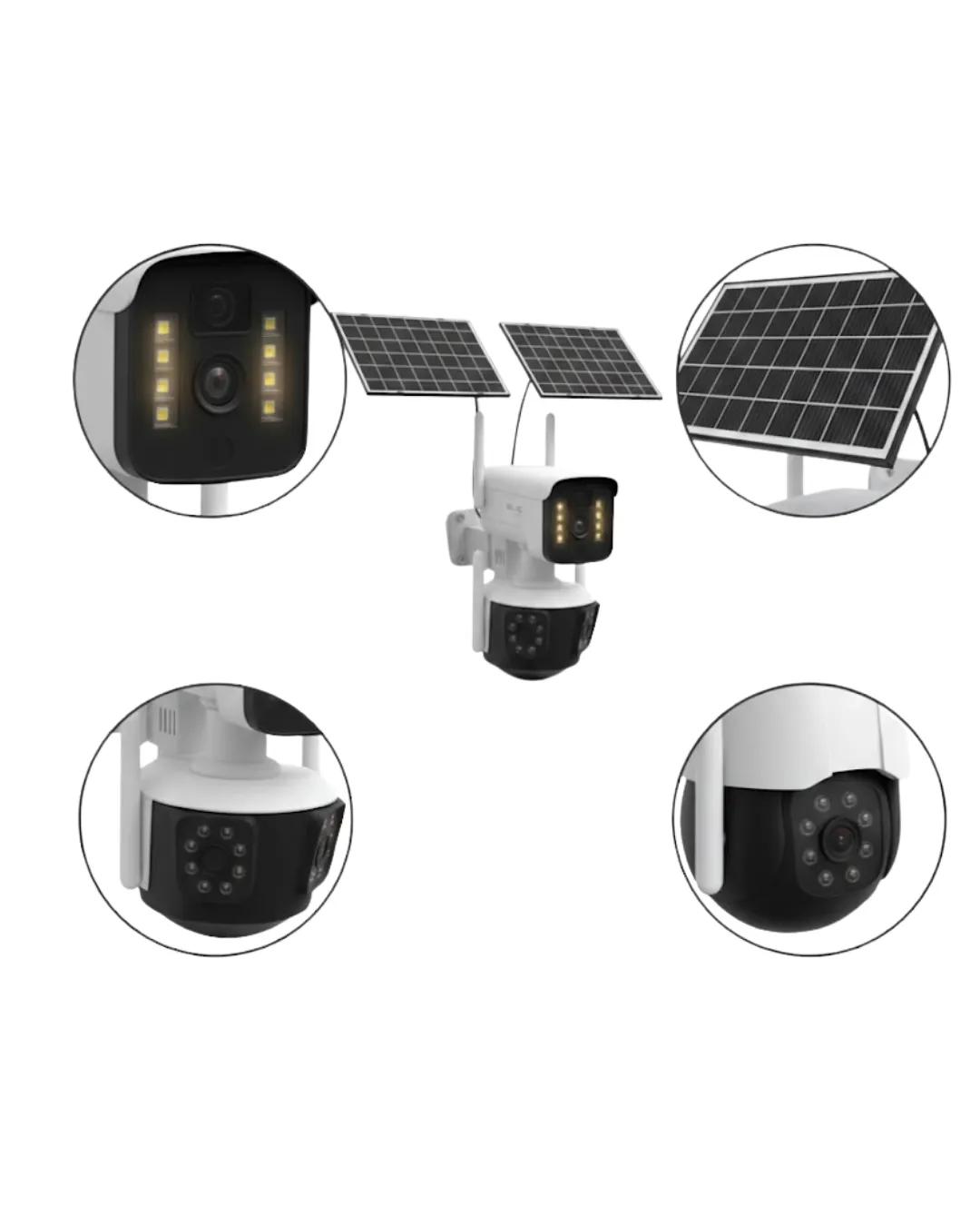 Çoklu Lensli 9MP Solar IP Kamera Uzaktan İzleme ve Alarm Bildirimli