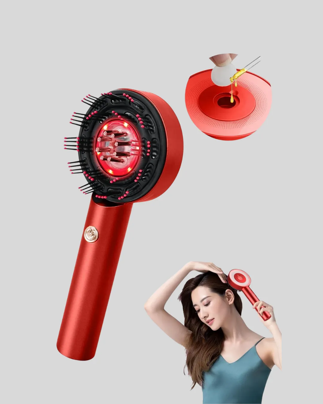 Elektrikli Titreşim Masaj Tarak Kırmızı Işık Terapi