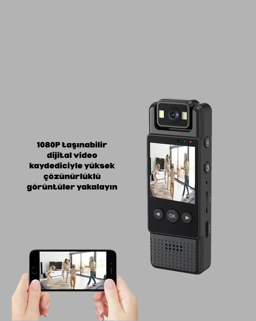 Mini Kamera 1080P Full HD Döner Lens Taşınabilir