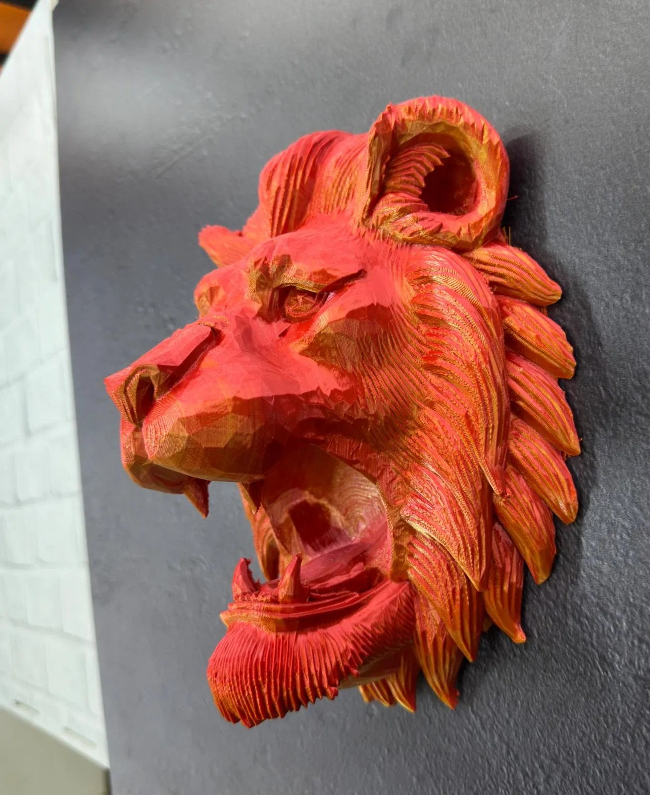 Özel Tasarım 3D Aslan Figürü Duvar Süsü Dekoratif Heykel 20x21 cm