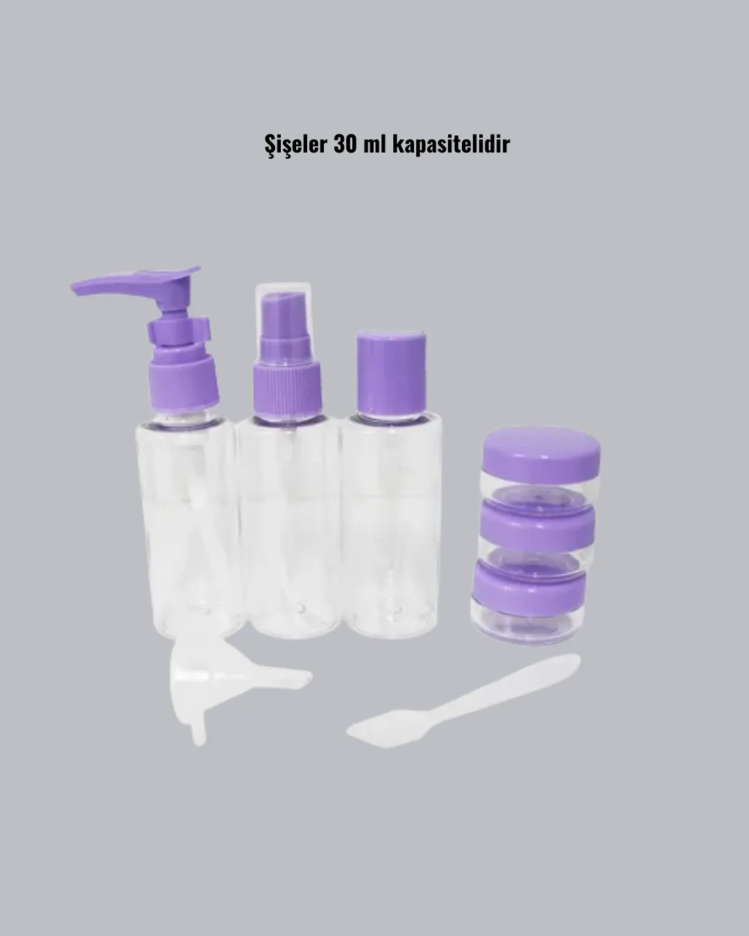 Seyahat Banyo Seti 5 Parça Şeffaf Taşıma Çantalı 30 ml