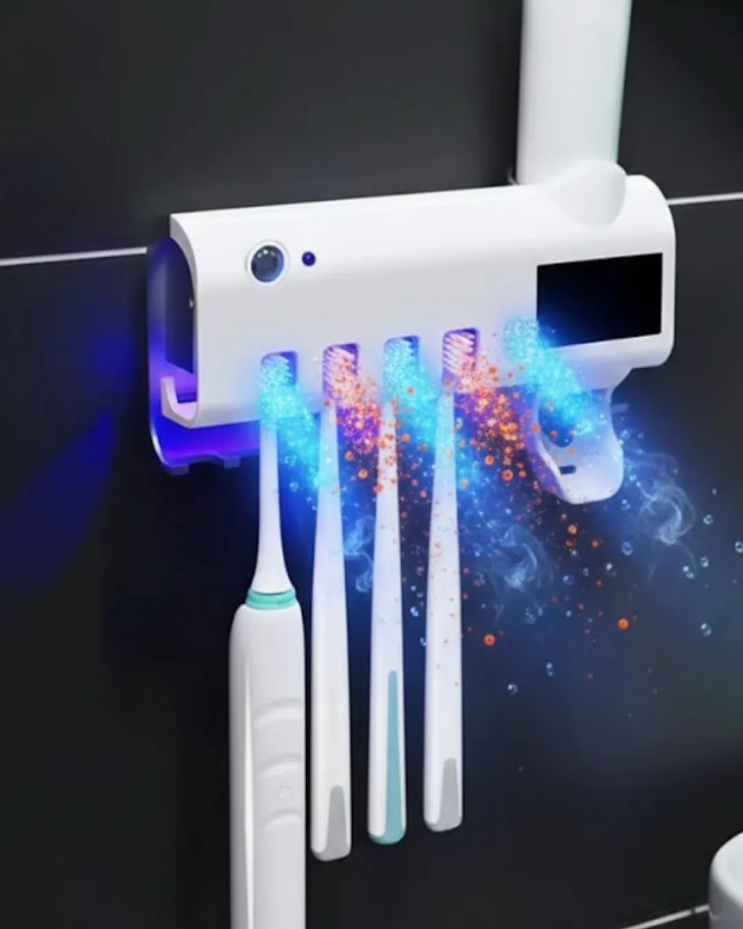 UV Sterilizasyonlu Duvara Monte Otomatik Diş Fırçası Tutucu