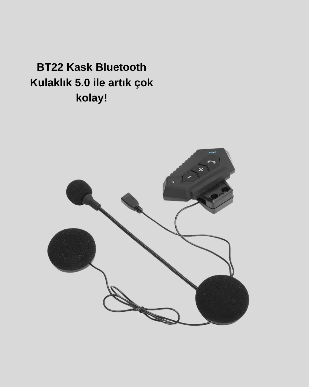 Motosiklet Kaskı İçin Bluetooth Kulaklık – Kablosuz, Mikrofonlu, Gürültü Azaltmalı BT22