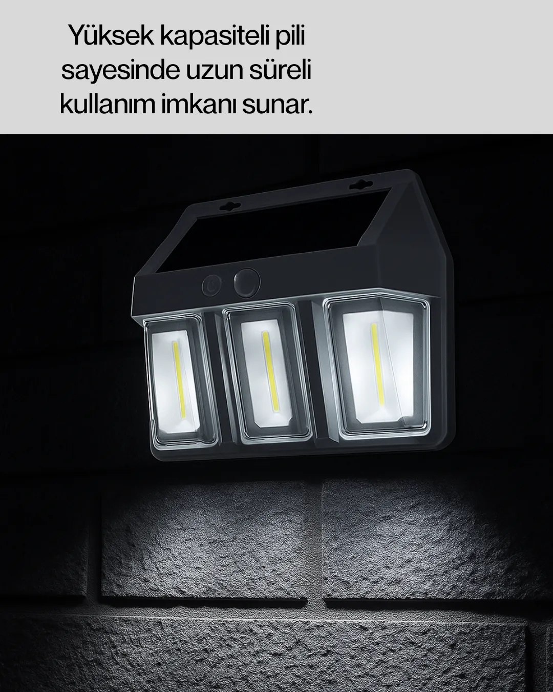 Dış Mekan Solar Duvar Lambası – 120° Hareket Algılama, 3 Işık Modu