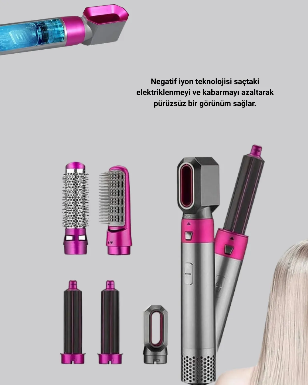 5’i 1 Arada Saç Şekillendirici Set Kuaför Düzeyinde Performans ve Ergonomik Tasarım