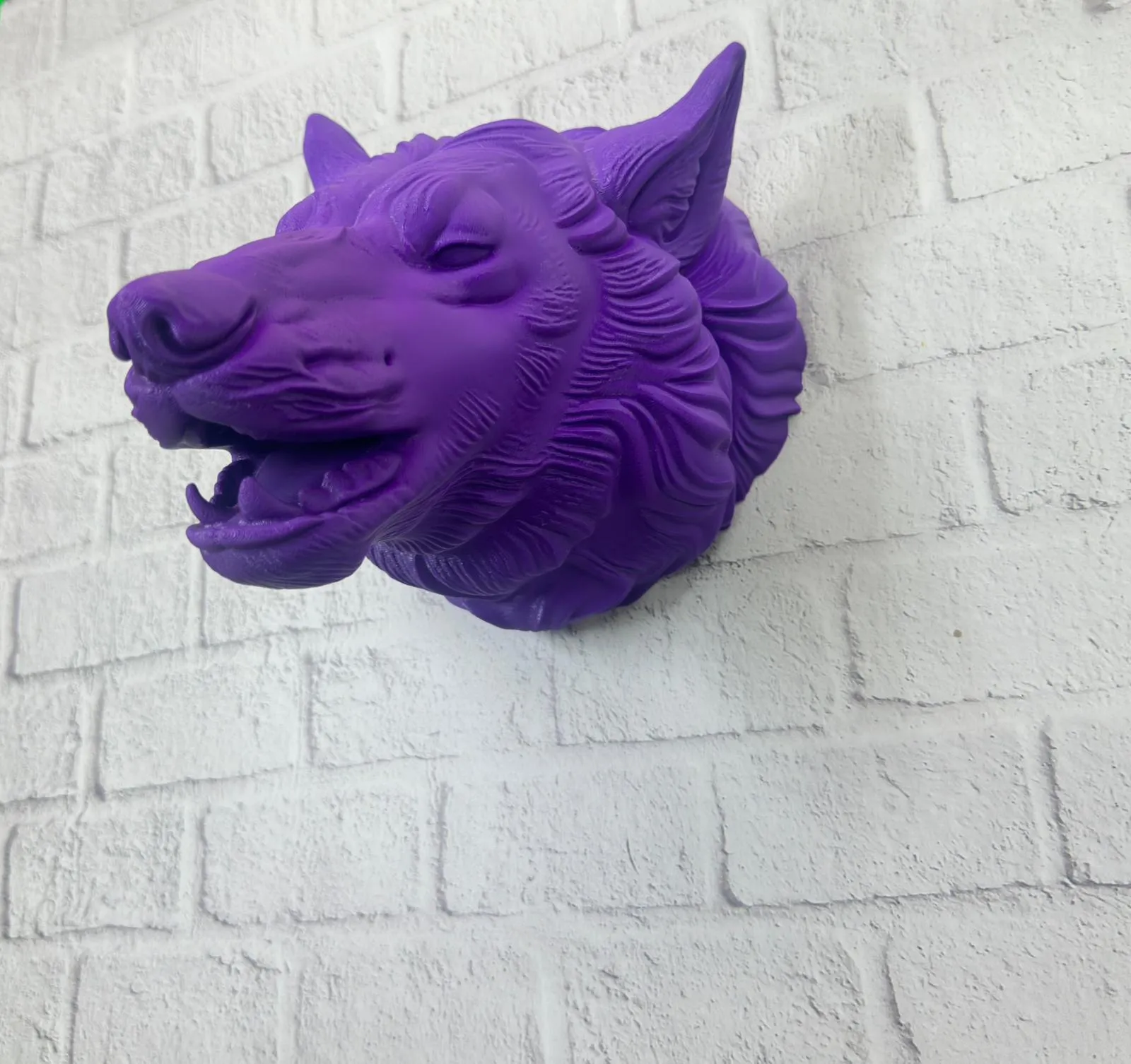 Özel Seri Mor Kurt Duvar Süsü Hediyelik Dekoratif Asılabilir Heykel