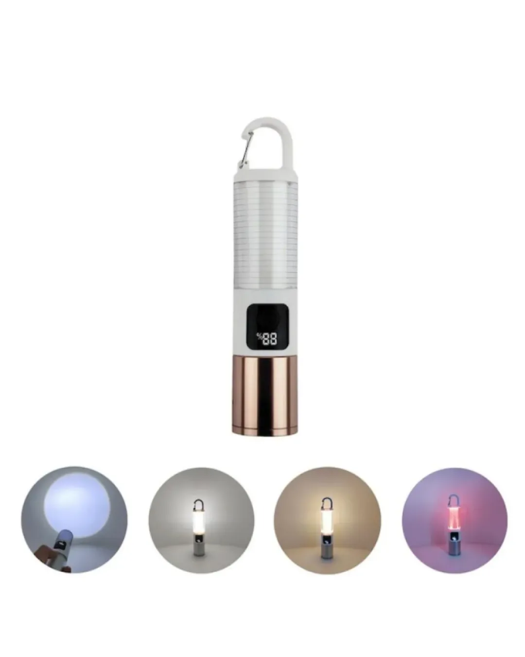 Taşınabilir LED Kamp Feneri USB Şarjlı Yüksek Parlaklık 500 Lümen Güç Göstergeli