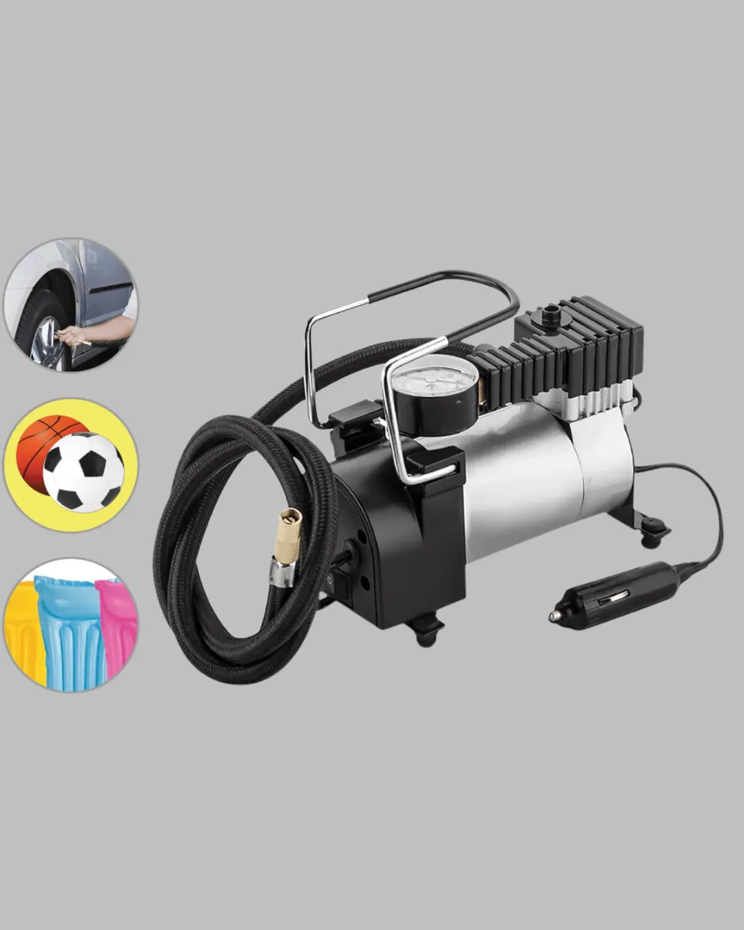 Metal Gövdeli Oto Lastik Hava Kompresörü 12V 140 PSI Hızlı Şişirme