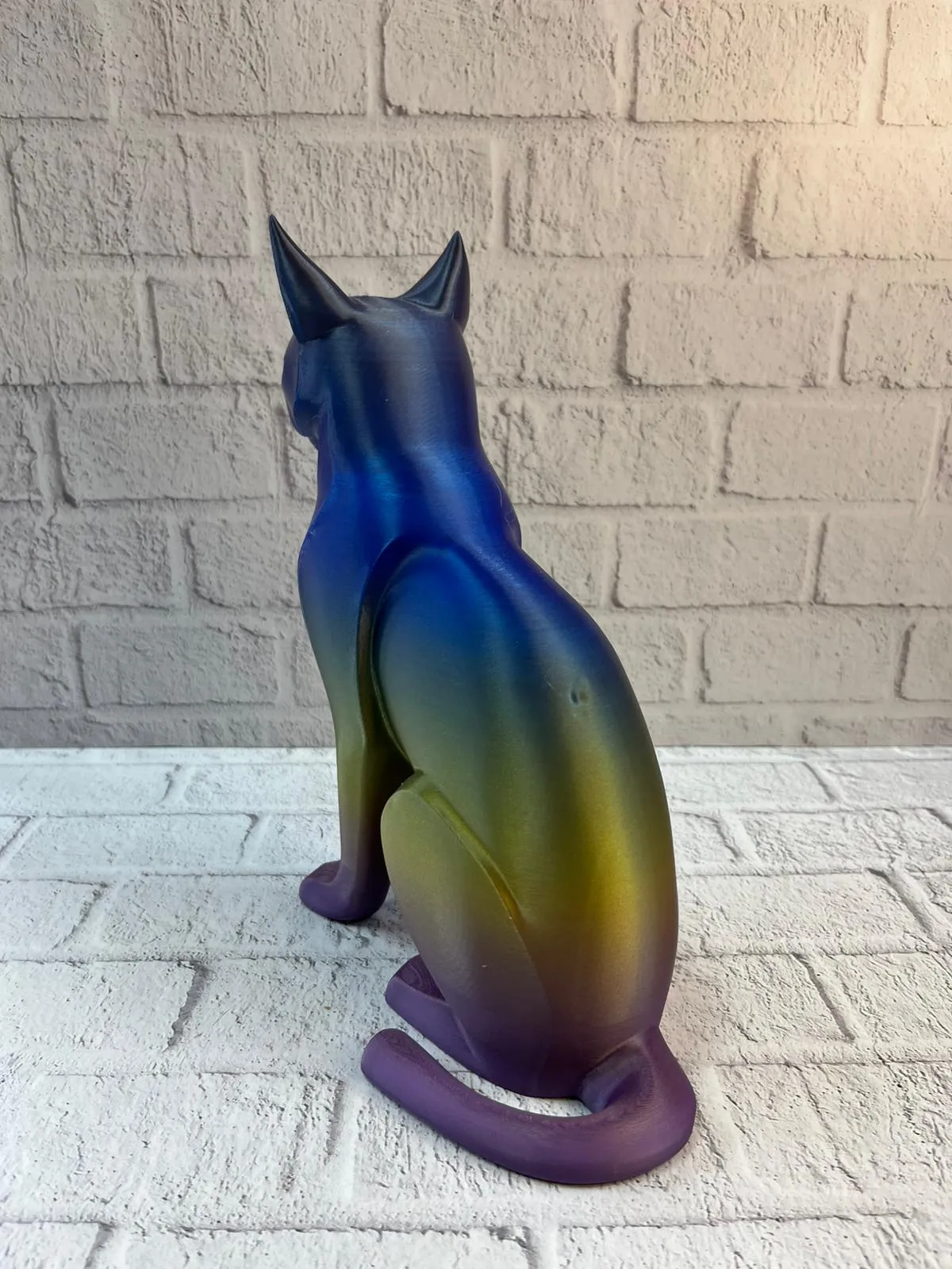 Rainbow Renkli Kedi Biblosu Dekoratif Masa ve Raf Süsü