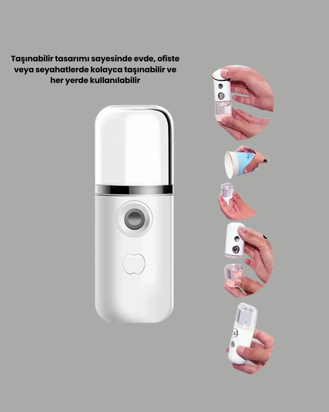 Akıllı Pro Teknolojili Şarjlı Nemlendirici – Portatif Cilt ve Hava Nemlendirici Cihaz