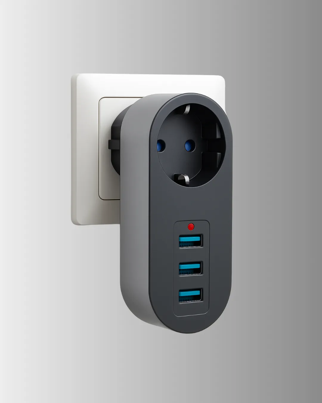 Çocuk Korumalı Termal Priz – 3'lü USB Şarj ve Akım Koruması