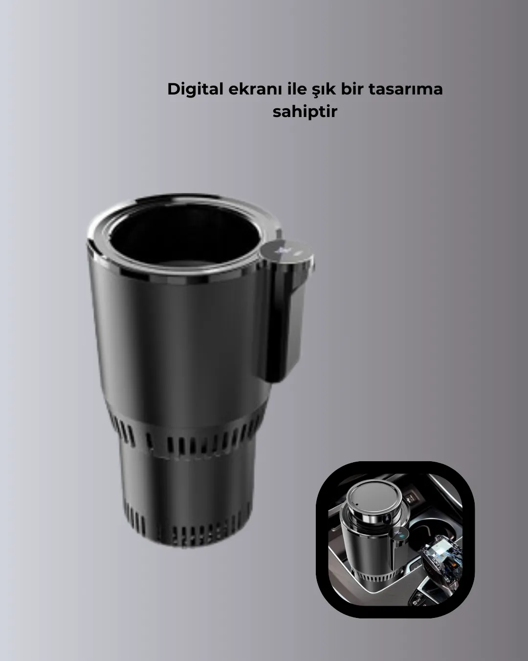 Araba Bardaklığı Isıtma Soğutma Ayarlı Çakmak Girişli Akıllı Model
