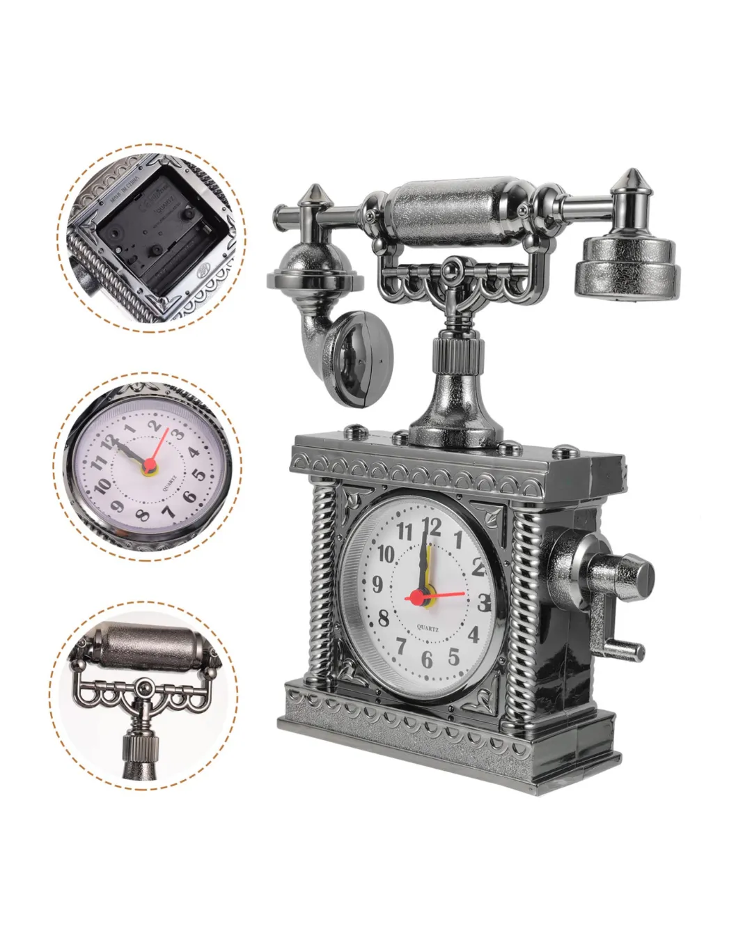 Klasik Telefon Görünümlü Masaüstü Saat ve Alarm