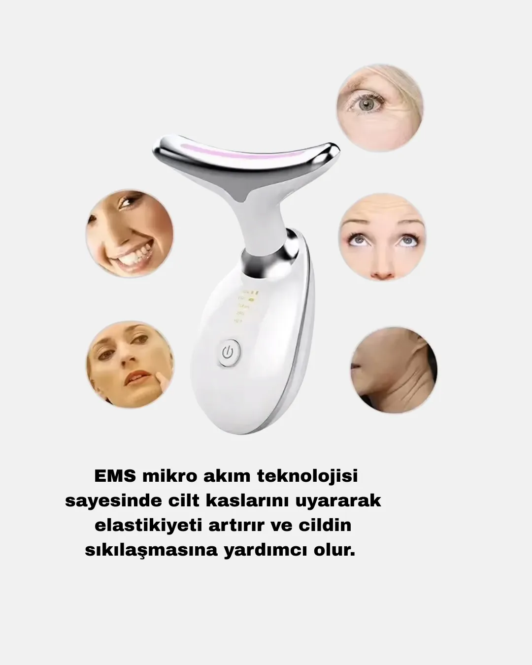 Kablosuz Şarjlı Yüz Sıkılaştırıcı Cihaz EMS Mikro Akım Anti-Aging Masaj Aleti