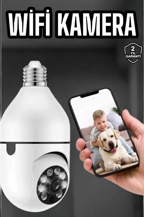 Güvenlik Kamerası Wifi Kamera Duylu Ev Kamerası Wifi Bağlantılı Dönebilen