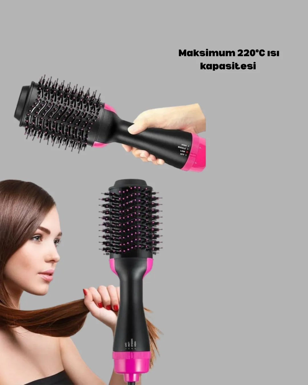 220°C Profesyonel Fön Tarağı – Negatif İyon Teknolojili, 3 Isı Kademeli, 1200W