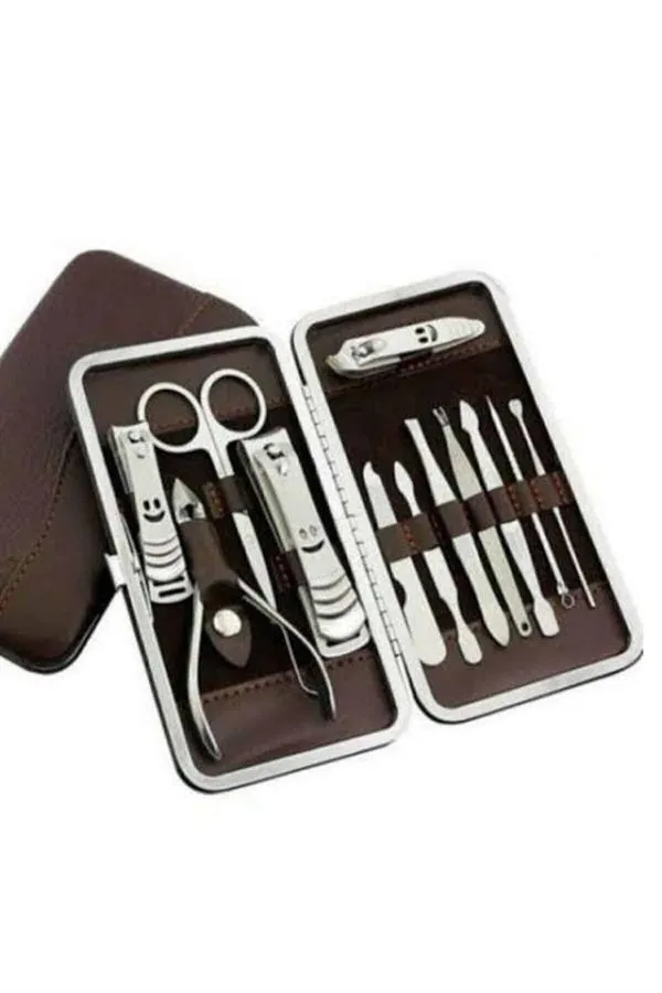 12 Parça Paslanmaz Çelik Kompakt ve Taşınabilir Manikür Makası Tırnak Makası