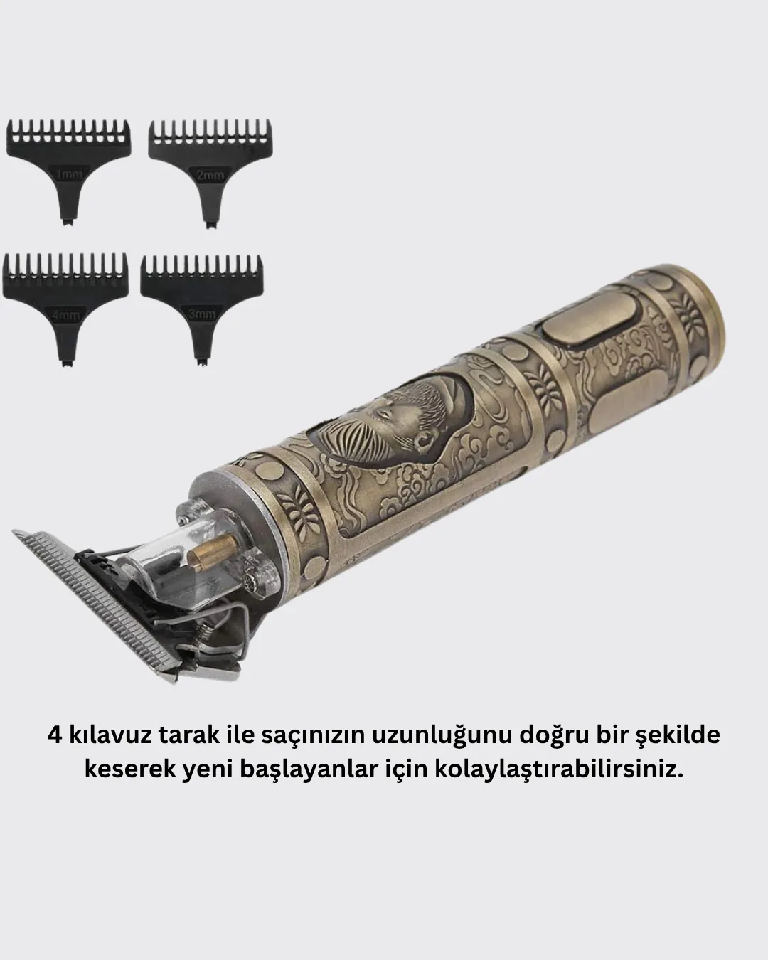 Kompakt Tasarımlı, Güçlü Motorlu Saç sakal Kesme Makinesi ve 4 Kılavuz Tarak