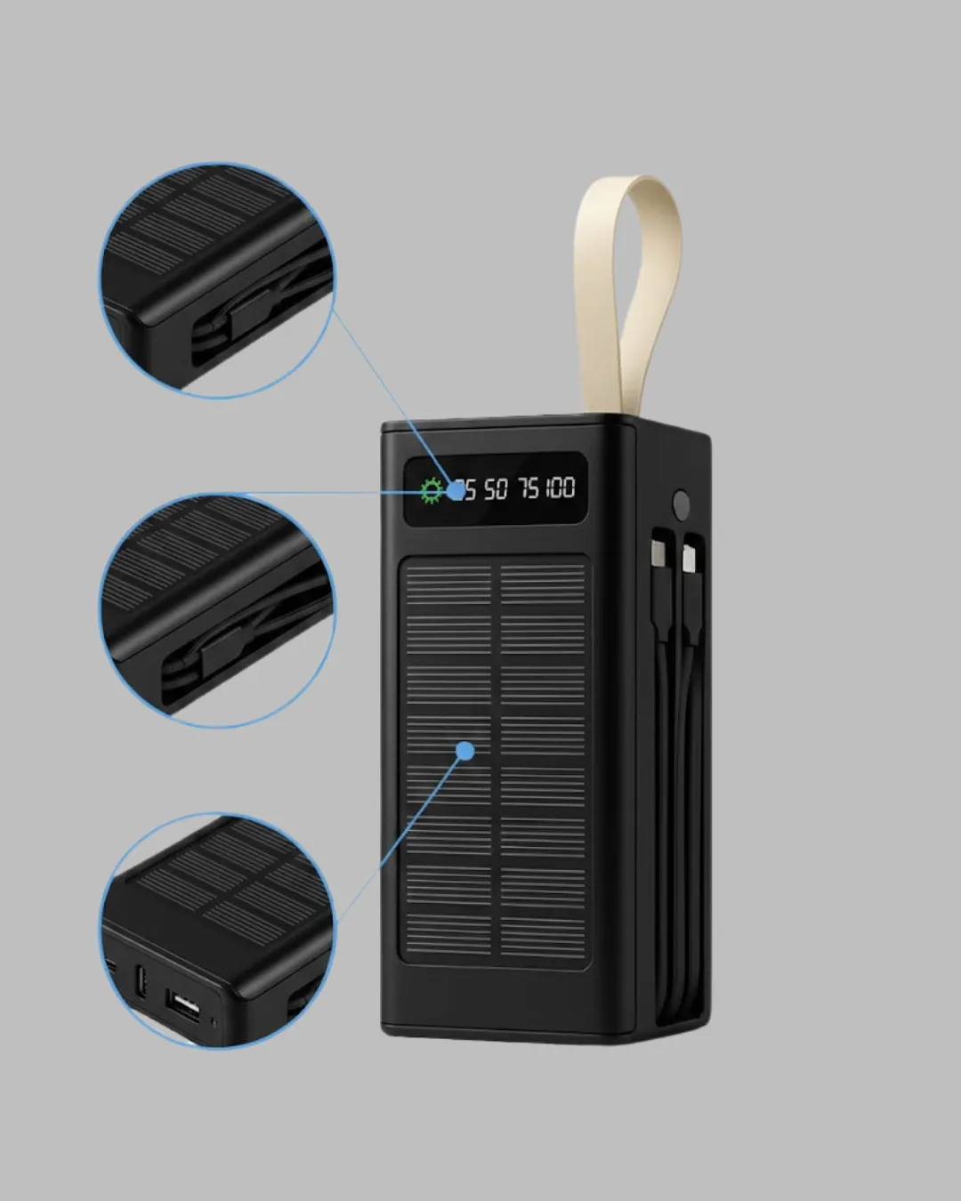 Kamp ve Outdoor Kullanıma Uygun Güneş Panelli Powerbank