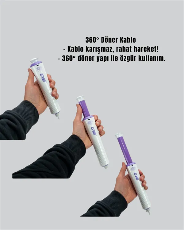 GW Taşınabilir Saç Maşası – 360° Döner Kablo, Negatif İyonlu Seramik Teknoloji