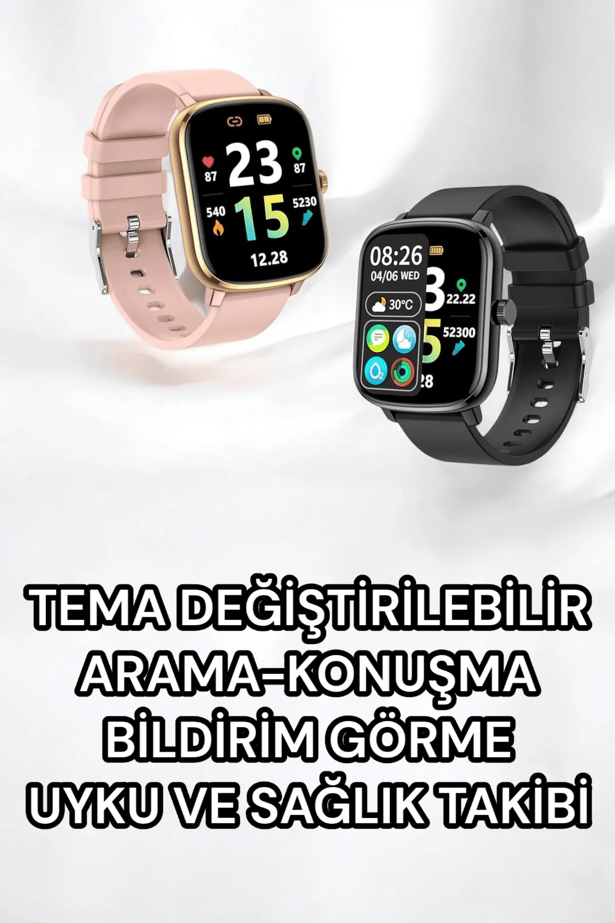 Titreşimli, Sağlık Takipli, Yeni Nesil Akıllı Saat  400mAh Batarya Kapasiteli