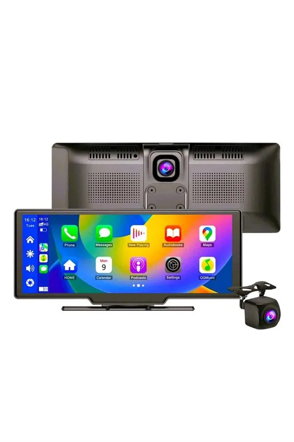 4K 10.2 İnç Çift Kameralı Araç Multimedya Ekranı CarPlay Kablosuz Tüm Cihazlara Uyumlu