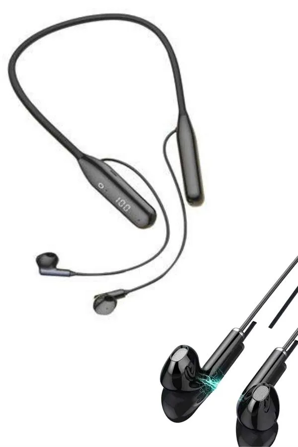 Boyun Bantlı Kablolu Yüksek Ses Kaliteli Bluetooth Kulaklık Uzun Pil Ömrü