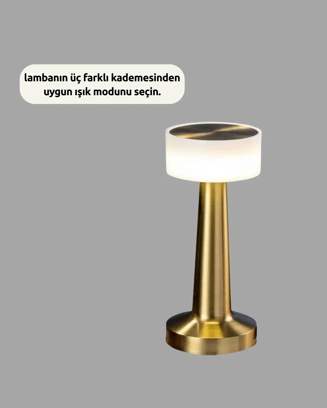 Modern USB'li Kablosuz Masa Lambası – Minimalist Tasarım, 3 Farklı Parlaklık