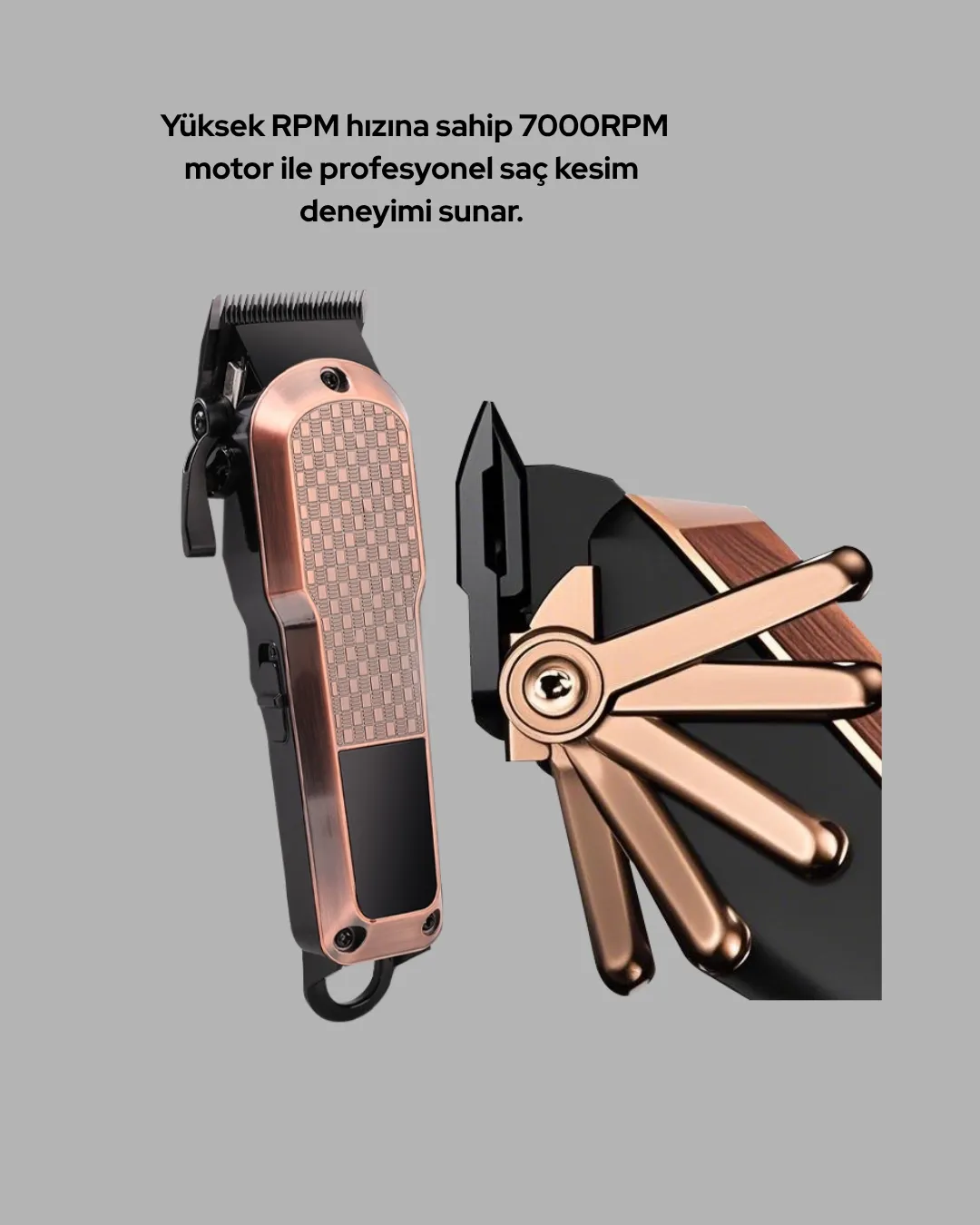 Profesyonel 7000RPM Saç Kesim Makinesi – Type-C Şarjlı, LCD Ekranlı, 4 Kademeli Ayar