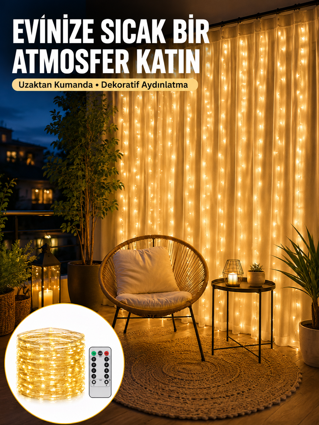 Romantik Ambiyans İçin Uzaktan Kumandalı Günışığı Peri Led