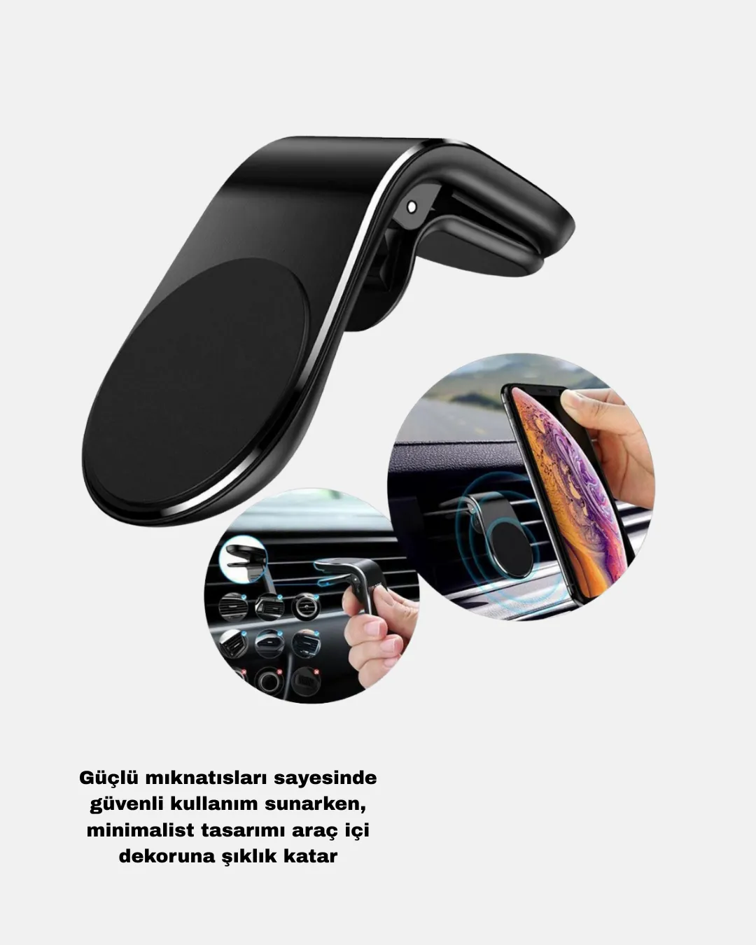 360° Döner Telefon Tutucu ve 55W Hızlı Araç Şarj Aksesuar Seti